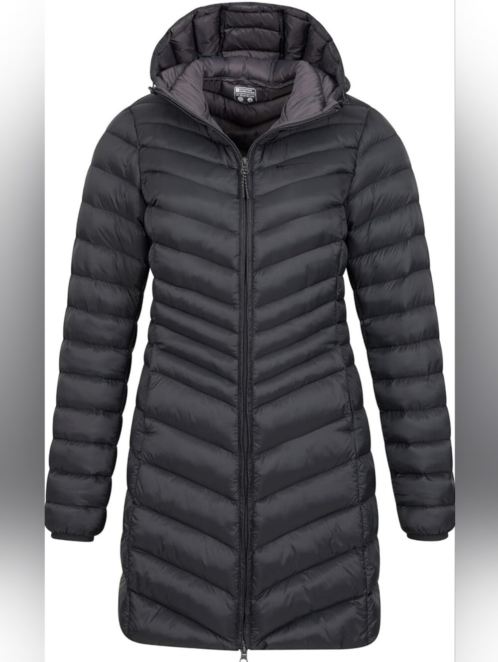 Long Hooded Puffer Coat in Black